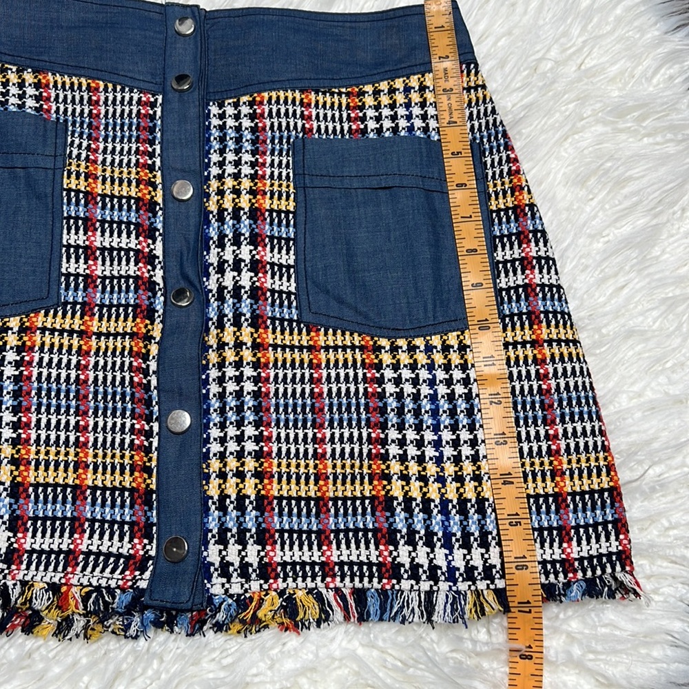 Zara Button Up Tweed Mini Skirt With Pockets And Frayed Hem - Picture 12 of 14